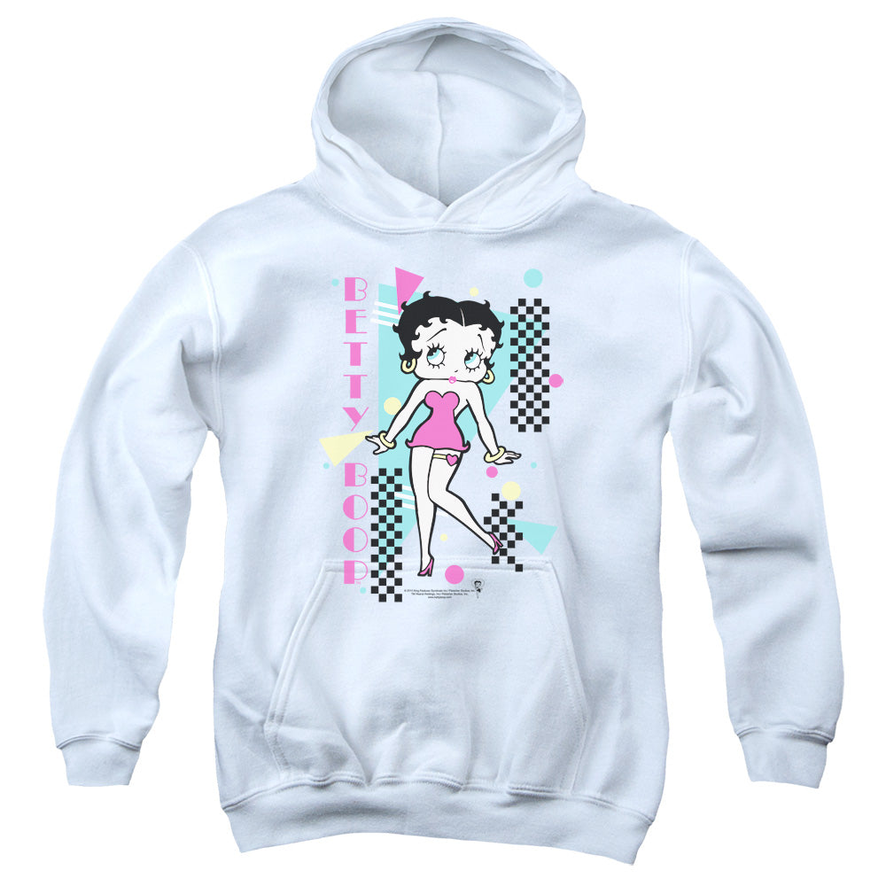 AN OFFCIALLY LICENSED BETTY BOOP BOOPING 80S STYLE YOUTH HOODIE WHITE