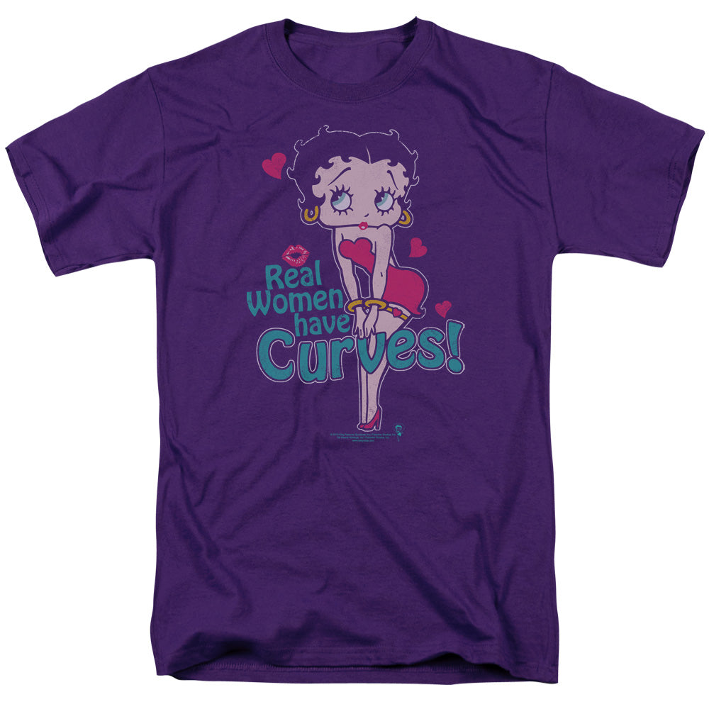 AN OFFCIALLY LICENSED BETTY BOOP CURVES MEN'S REGULAR FIT T-SHIRT PURPLE