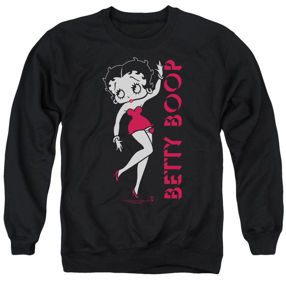 AN OFFCIALLY LICENSED BETTY BOOP CLASSIC ADULT UNISEX CREWNECK SWEATSHIRT BLACK