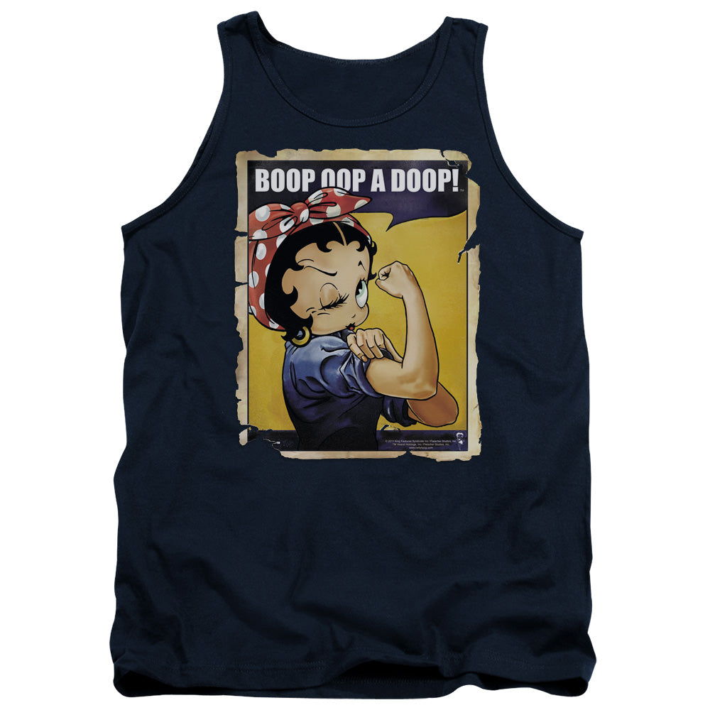 AN OFFCIALLY LICENSED BETTY BOOP POWER ADULT UNISEX TANK TOP NAVY