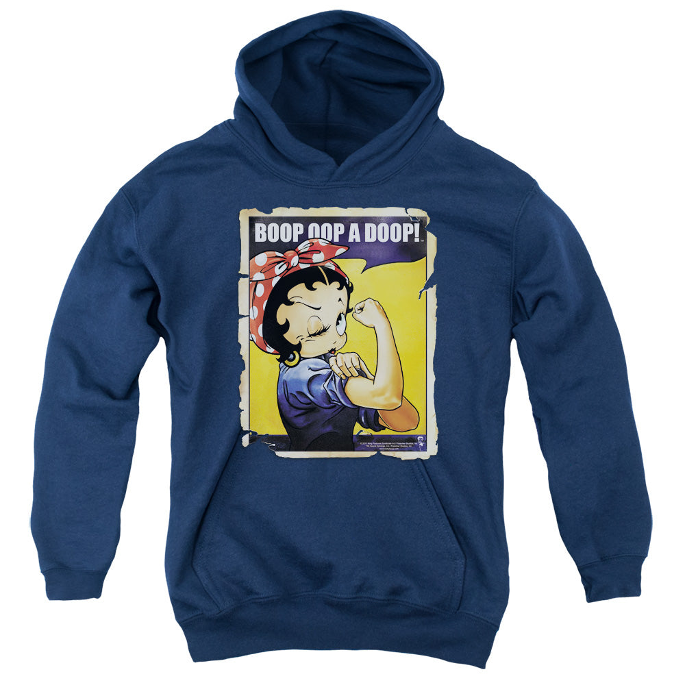 AN OFFCIALLY LICENSED BETTY BOOP POWER YOUTH HOODIE NAVY