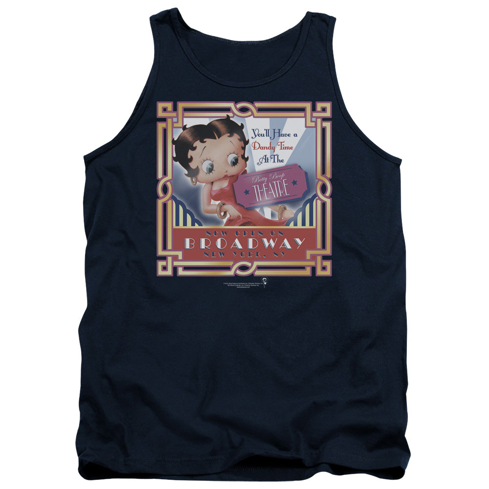 AN OFFCIALLY LICENSED BETTY BOOP ON BROADWAY ADULT UNISEX TANK TOP NAVY