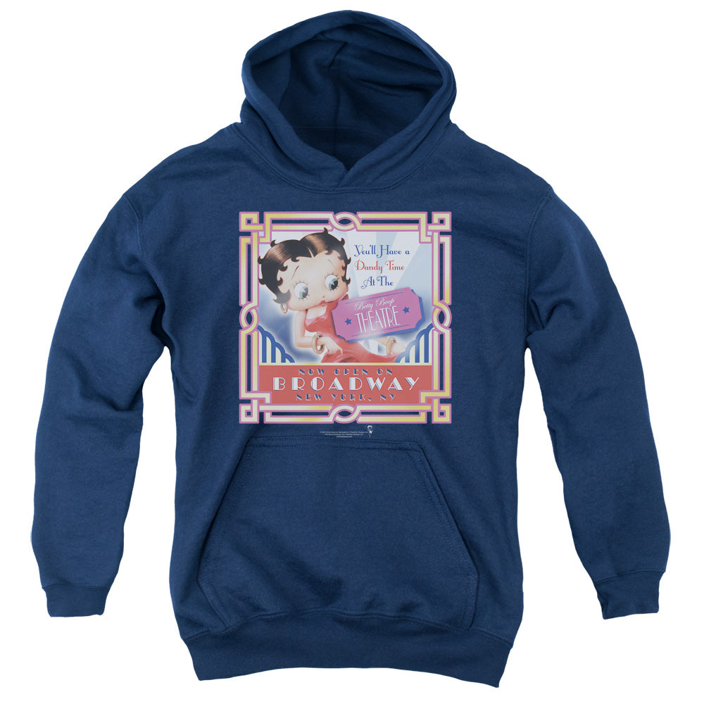 AN OFFCIALLY LICENSED BETTY BOOP ON BROADWAY YOUTH HOODIE NAVY