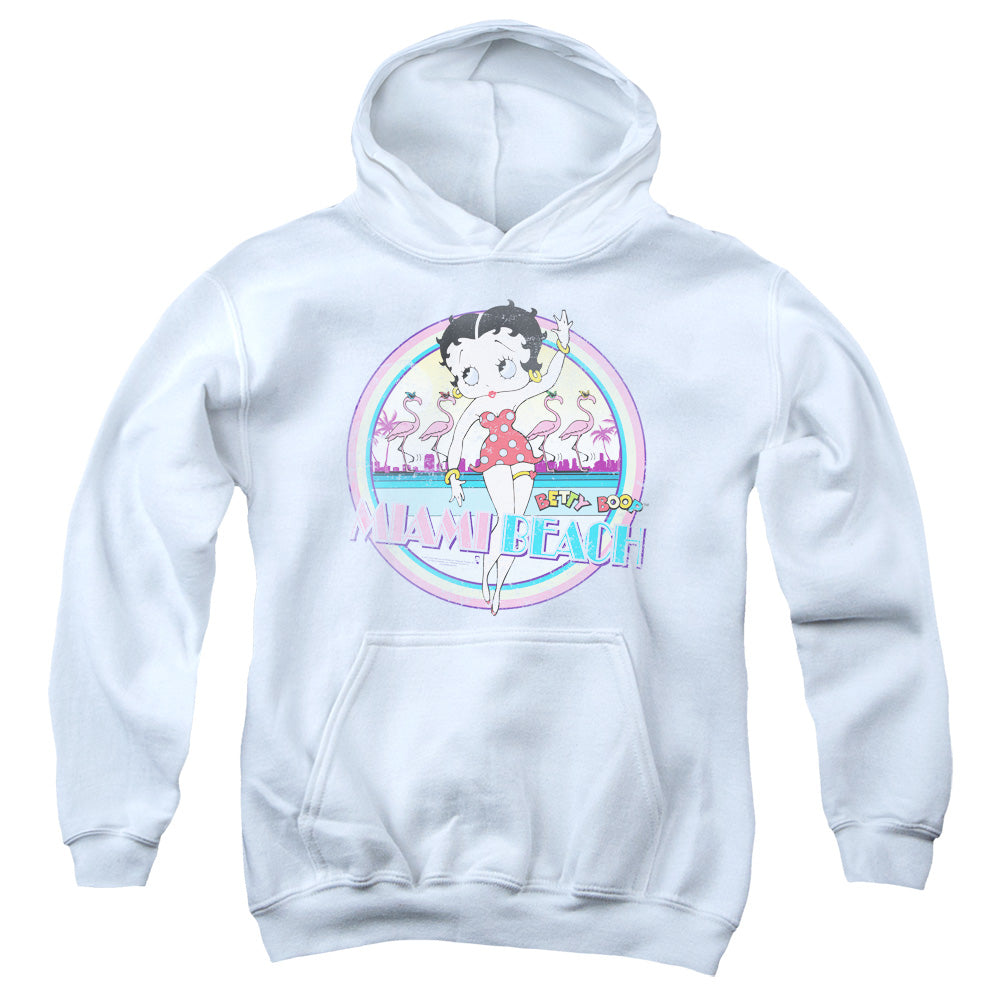 AN OFFCIALLY LICENSED BETTY BOOP MIAMI BEACH YOUTH HOODIE WHITE