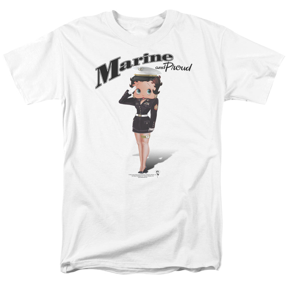 AN OFFCIALLY LICENSED BETTY BOOP MARINE BOOP MEN'S REGULAR FIT T-SHIRT WHITE