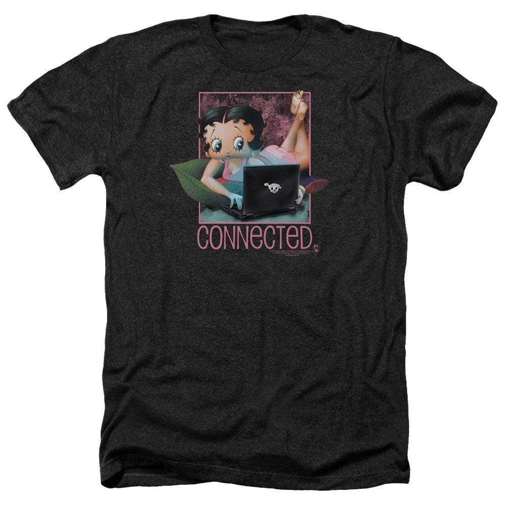 AN OFFCIALLY LICENSED BETTY BOOP CONNECTED MEN'S HEATHER T-SHIRT CHARCOAL