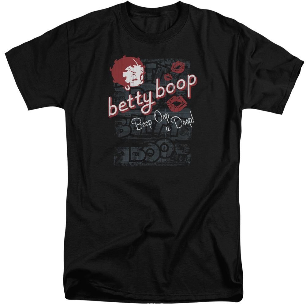 AN OFFCIALLY LICENSED BETTY BOOP BOOP OOP MEN'S TALL FIT T-SHIRT BLACK