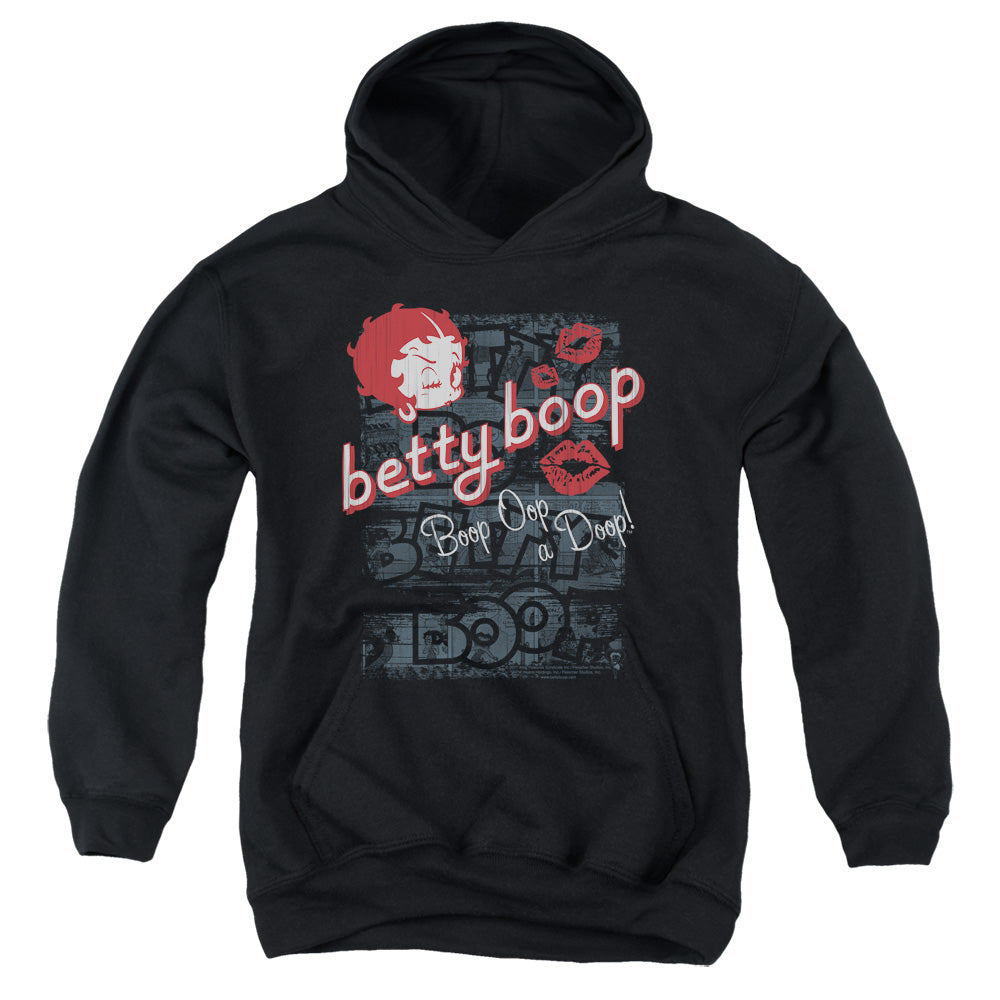 AN OFFCIALLY LICENSED BETTY BOOP BOOP OOP YOUTH HOODIE BLACK