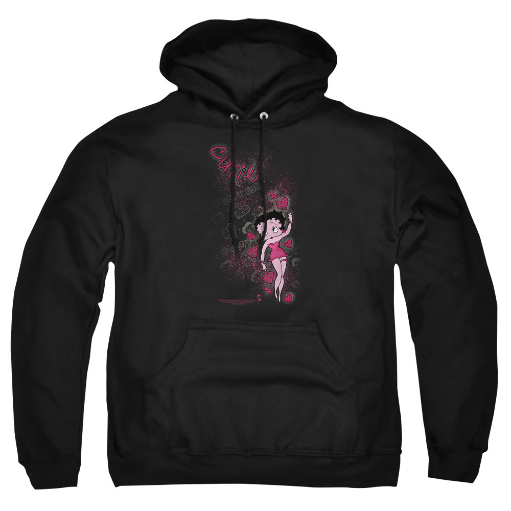 AN OFFCIALLY LICENSED BETTY BOOP CUTIE ADULT UNISEX PULLOVER HOODIE BLACK