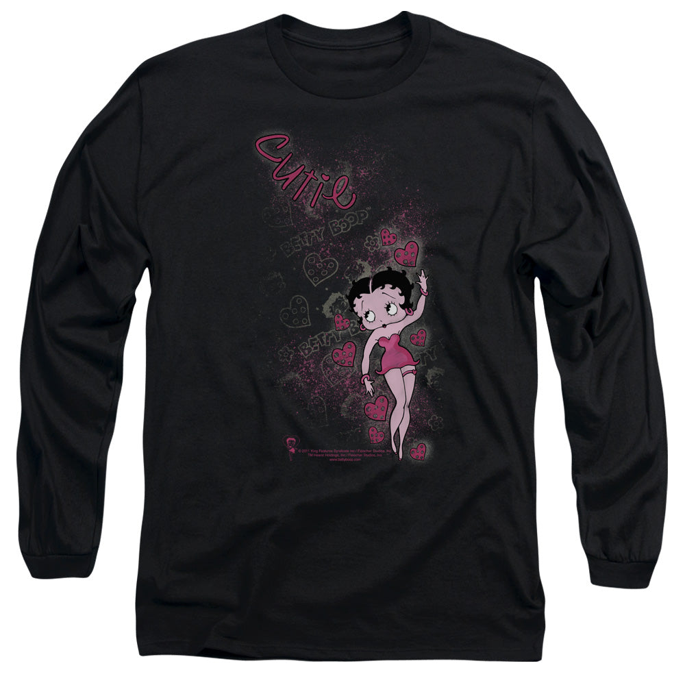 AN OFFCIALLY LICENSED BETTY BOOP CUTIE MEN'S LONG SLEEVE T-SHIRT BLACK