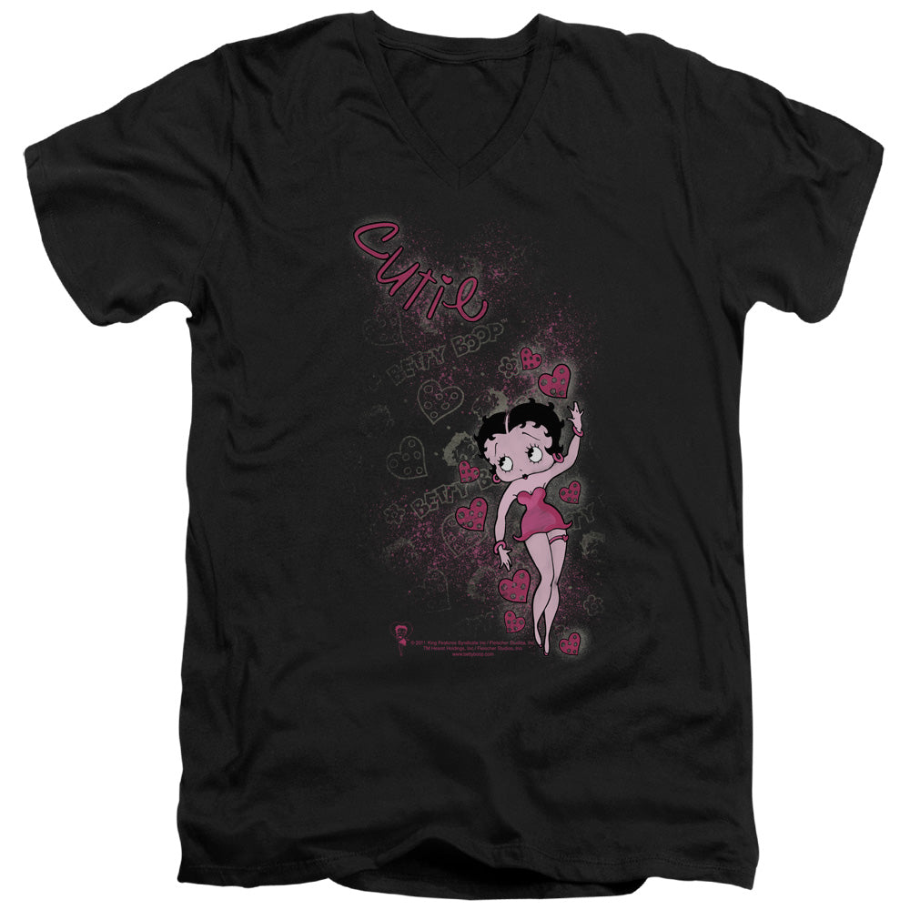 AN OFFCIALLY LICENSED BETTY BOOP CUTIE MEN'S V-NECK T-SHIRT BLACK