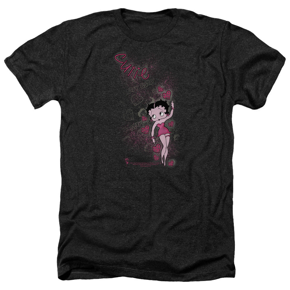 AN OFFCIALLY LICENSED BETTY BOOP CUTIE MEN'S HEATHER T-SHIRT CHARCOAL