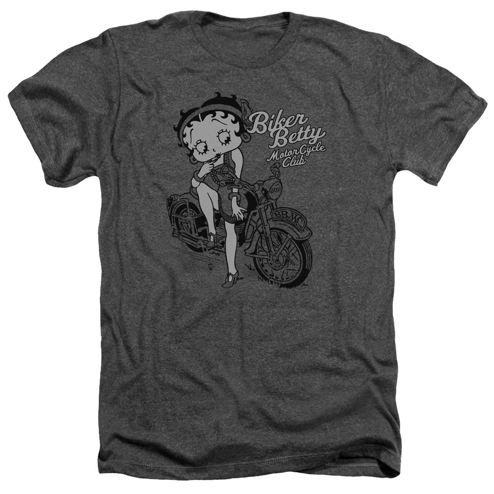 AN OFFCIALLY LICENSED BETTY BOOP BBMC MEN'S HEATHER T-SHIRT CHARCOAL