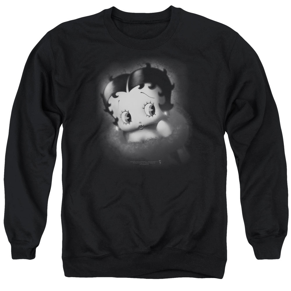 AN OFFCIALLY LICENSED BETTY BOOP VINTAGE STAR ADULT UNISEX CREWNECK SWEATSHIRT BLACK