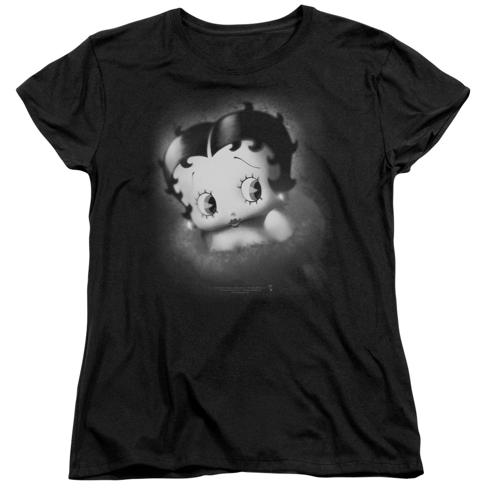 AN OFFCIALLY LICENSED BETTY BOOP VINTAGE STAR WOMEN'S REGULAR FIT T-SHIRT BLACK
