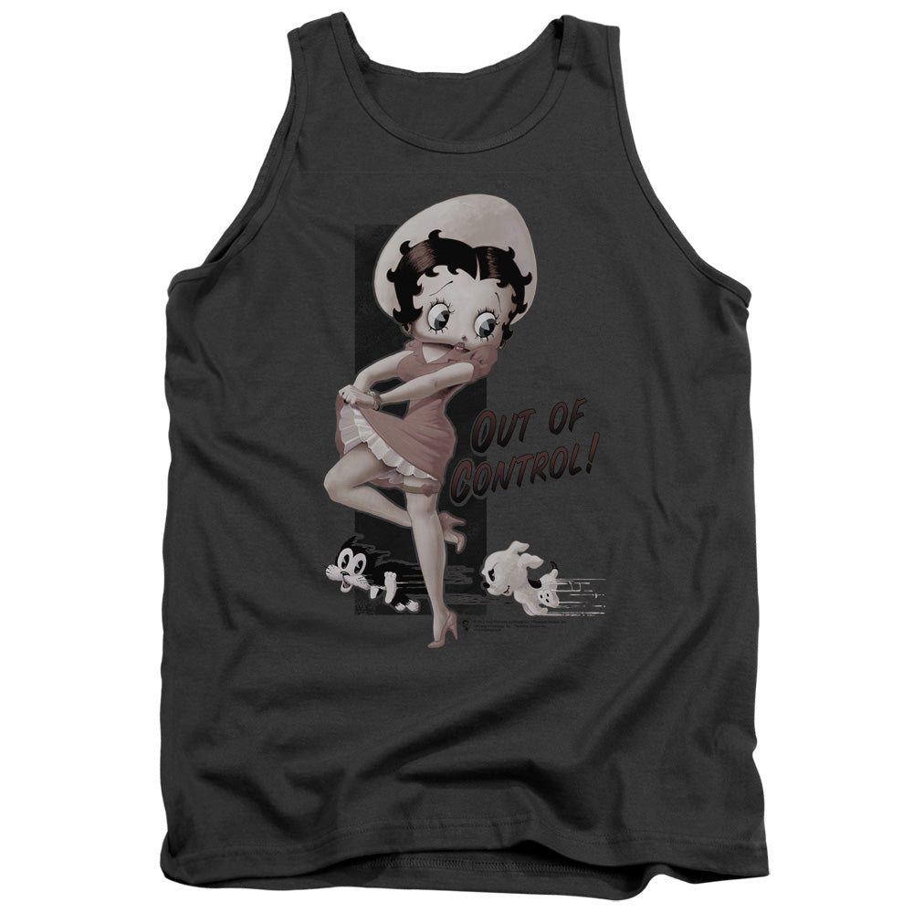 AN OFFCIALLY LICENSED BETTY BOOP OUT OF CONTROL ADULT UNISEX TANK TOP CHARCOAL