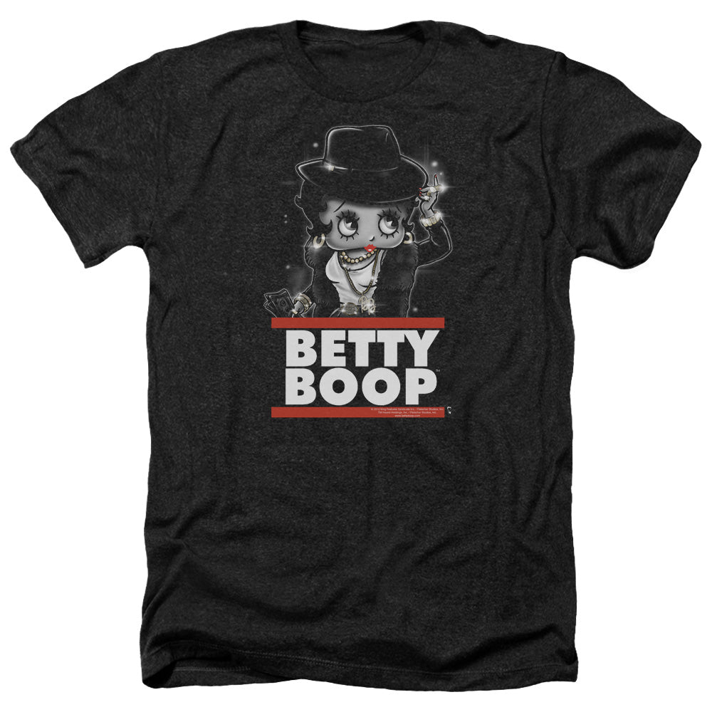 AN OFFCIALLY LICENSED BETTY BOOP BLING BLING BOOP MEN'S HEATHER T-SHIRT CHARCOAL