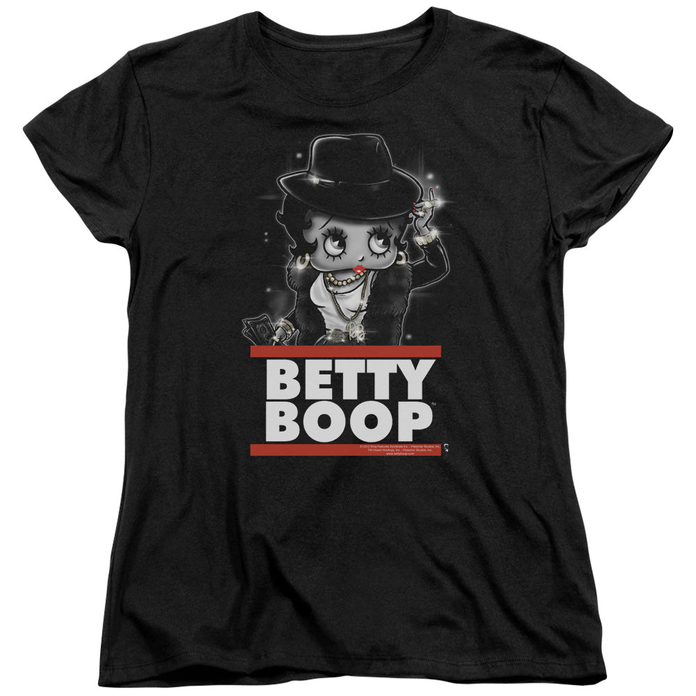 AN OFFCIALLY LICENSED BETTY BOOP BLING BLING BOOP WOMEN'S REGULAR FIT T-SHIRT BLACK