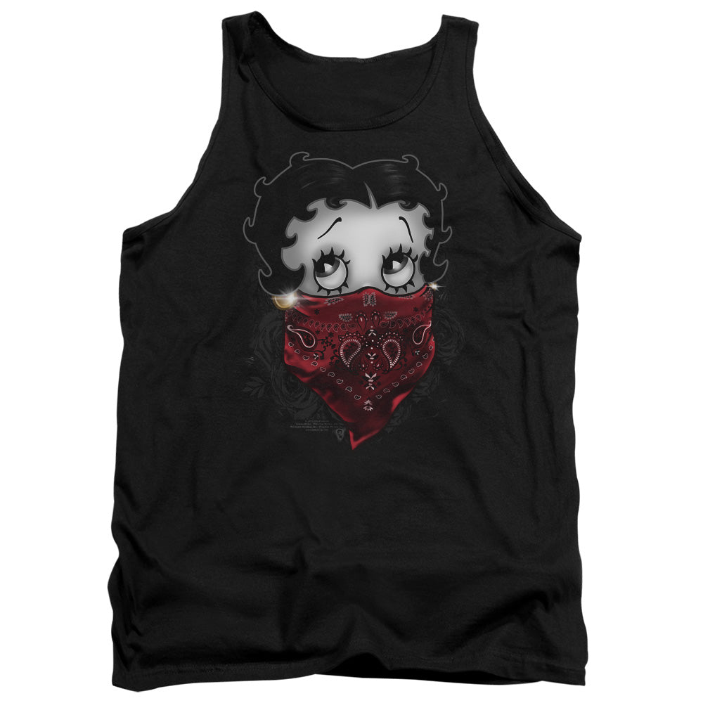 AN OFFCIALLY LICENSED BETTY BOOP BANDANA & ROSES ADULT UNISEX TANK TOP BLACK