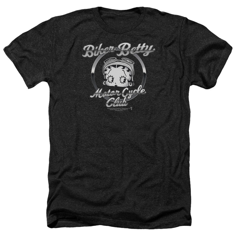 AN OFFCIALLY LICENSED BETTY BOOP CHROMED LOGO MEN'S HEATHER T-SHIRT CHARCOAL
