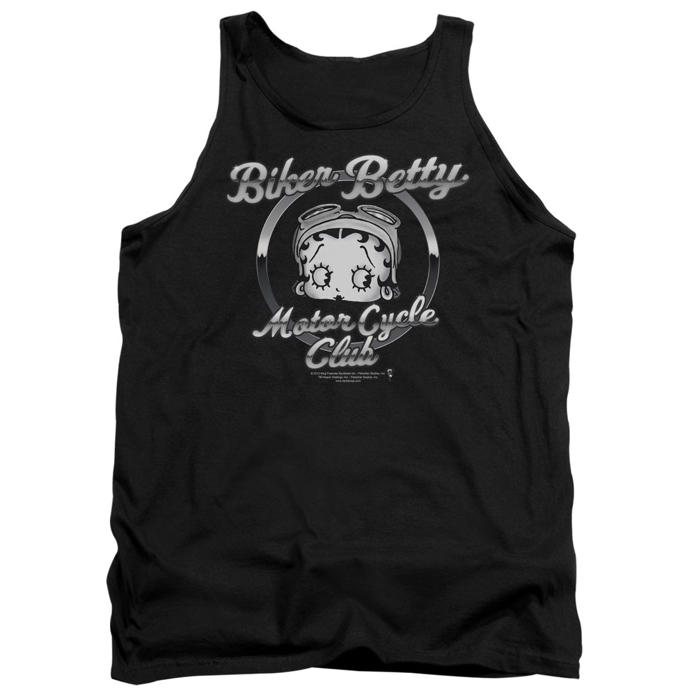 AN OFFCIALLY LICENSED BETTY BOOP CHROMED LOGO ADULT UNISEX TANK TOP BLACK
