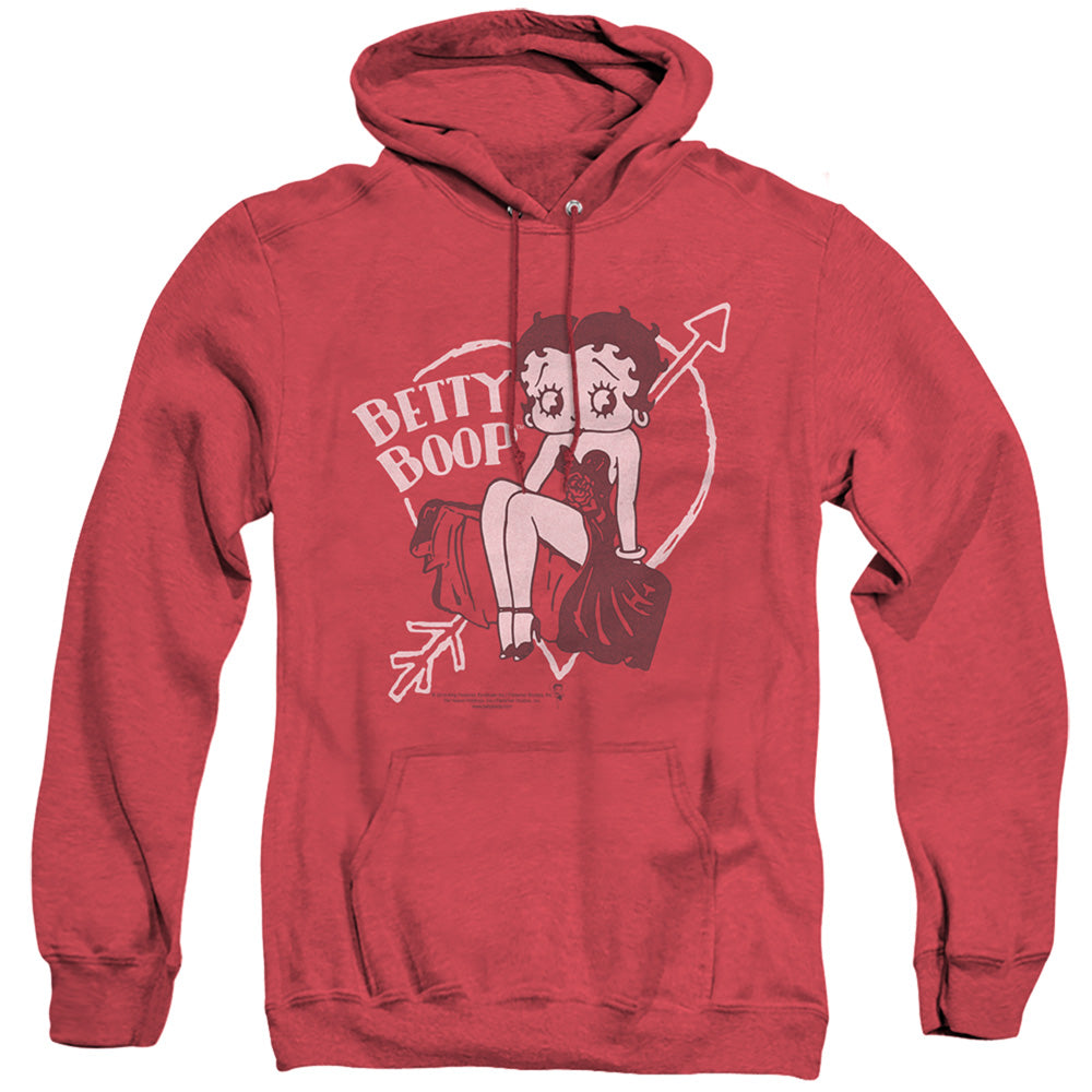 AN OFFCIALLY LICENSED BETTY BOOP LOVER GIRL ADULT UNISEX HEATHER PULLOVER HOODIE RED