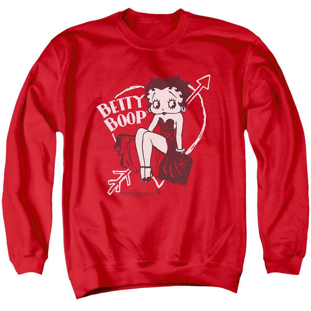AN OFFCIALLY LICENSED BETTY BOOP LOVER GIRL ADULT UNISEX CREWNECK SWEATSHIRT RED