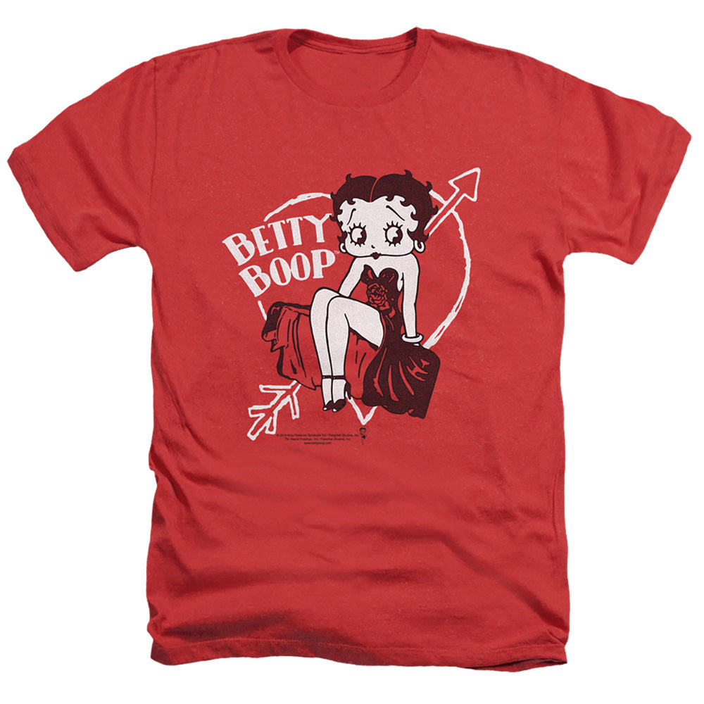 AN OFFCIALLY LICENSED BETTY BOOP LOVER GIRL MEN'S HEATHER T-SHIRT RED
