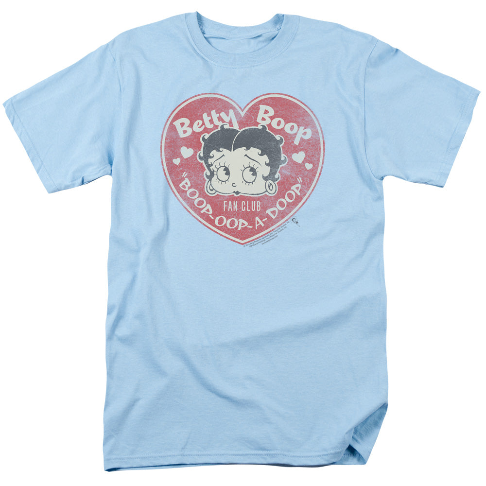 AN OFFCIALLY LICENSED BETTY BOOP FAN CLUB HEART MEN'S REGULAR FIT T-SHIRT LIGHT BLUE