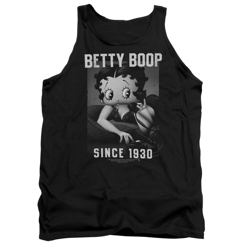 AN OFFCIALLY LICENSED BETTY BOOP ON THE LINE ADULT UNISEX TANK TOP BLACK