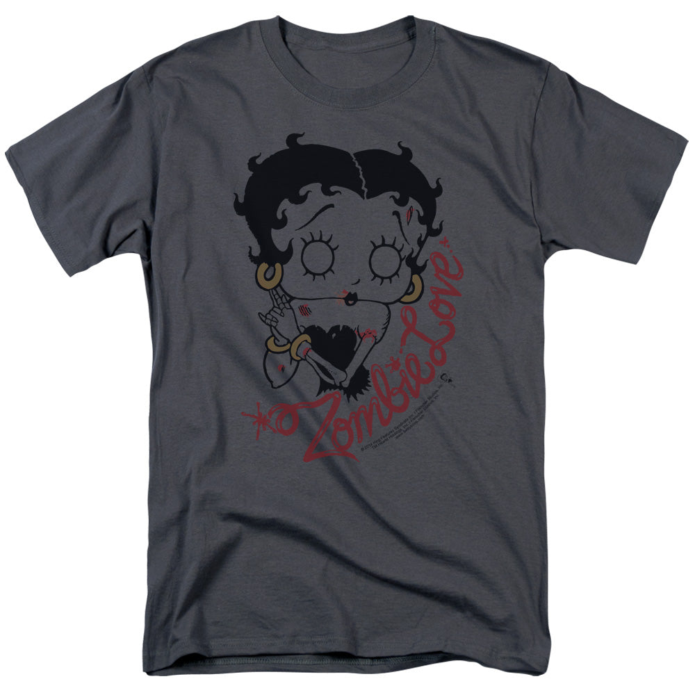 AN OFFCIALLY LICENSED BETTY BOOP CLASSIC ZOMBIE MEN'S REGULAR FIT T-SHIRT CHARCOAL