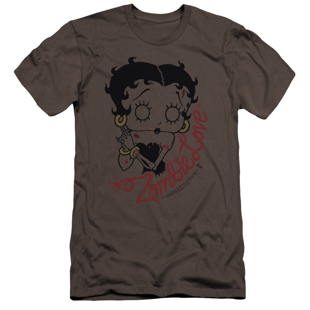AN OFFCIALLY LICENSED BETTY BOOP CLASSIC ZOMBIE MEN'S PREMIUM SLIM FIT T-SHIRT CHARCOAL