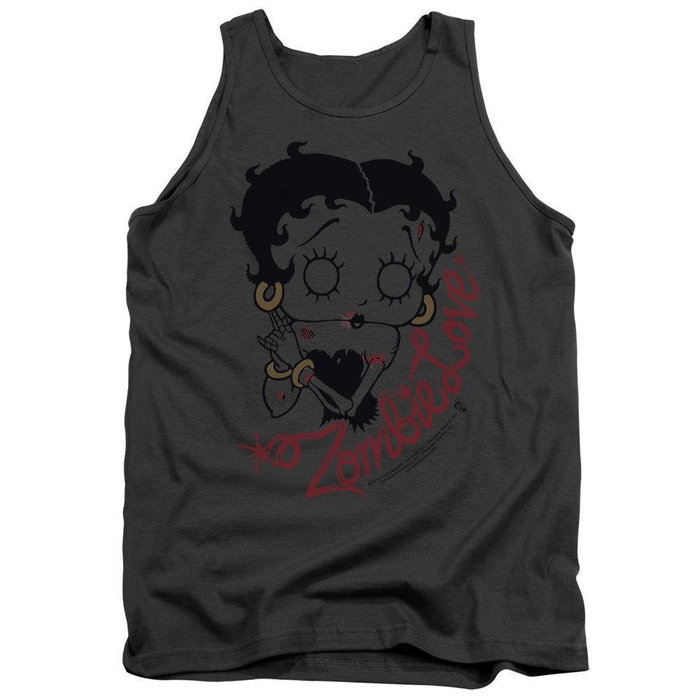AN OFFCIALLY LICENSED BETTY BOOP CLASSIC ZOMBIE ADULT UNISEX TANK TOP CHARCOAL