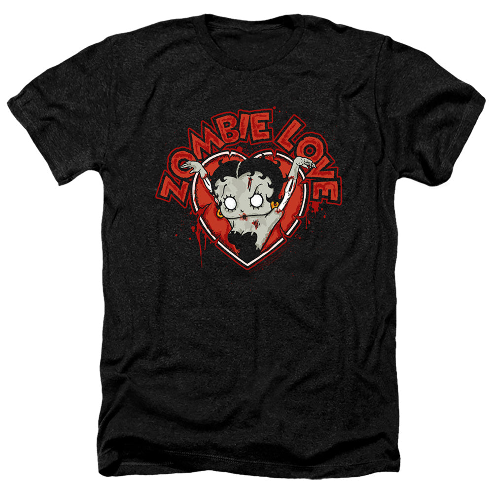 AN OFFCIALLY LICENSED BETTY BOOP HEART YOU FOREVER MEN'S HEATHER T-SHIRT CHARCOAL