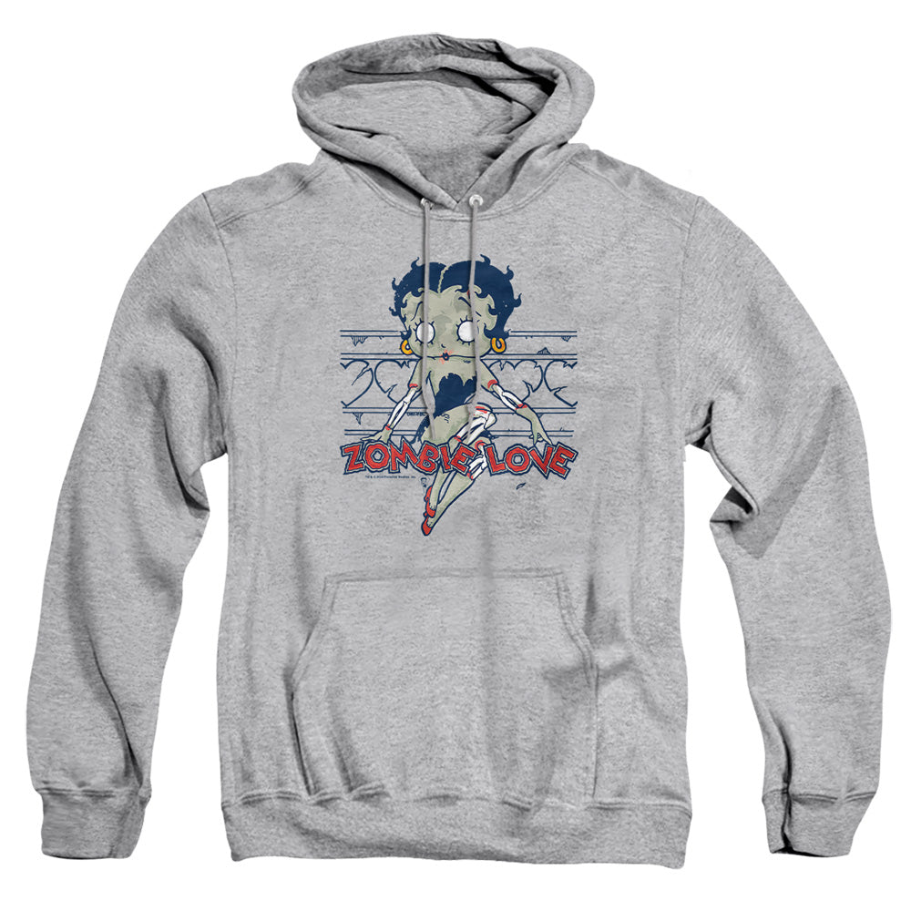 AN OFFCIALLY LICENSED BETTY BOOP ZOMBIE PINUP ADULT UNISEX PULLOVER HOODIE ATHLETIC HEATHER