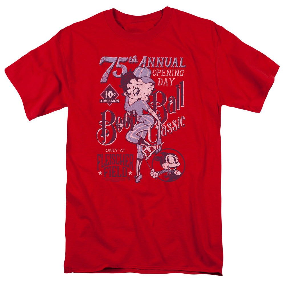 AN OFFCIALLY LICENSED BETTY BOOP BOOP BALL MEN'S REGULAR FIT T-SHIRT RED