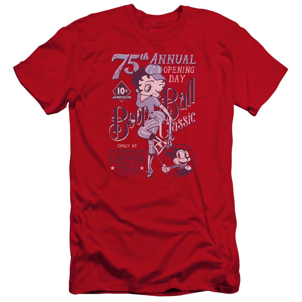 AN OFFCIALLY LICENSED BETTY BOOP BOOP BALL MEN'S PREMIUM SLIM FIT T-SHIRT RED