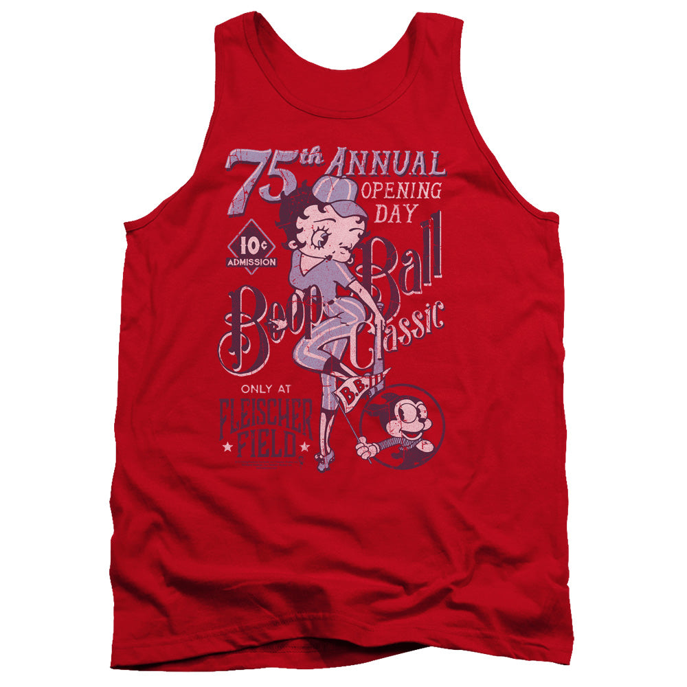AN OFFCIALLY LICENSED BETTY BOOP BOOP BALL ADULT UNISEX TANK TOP RED