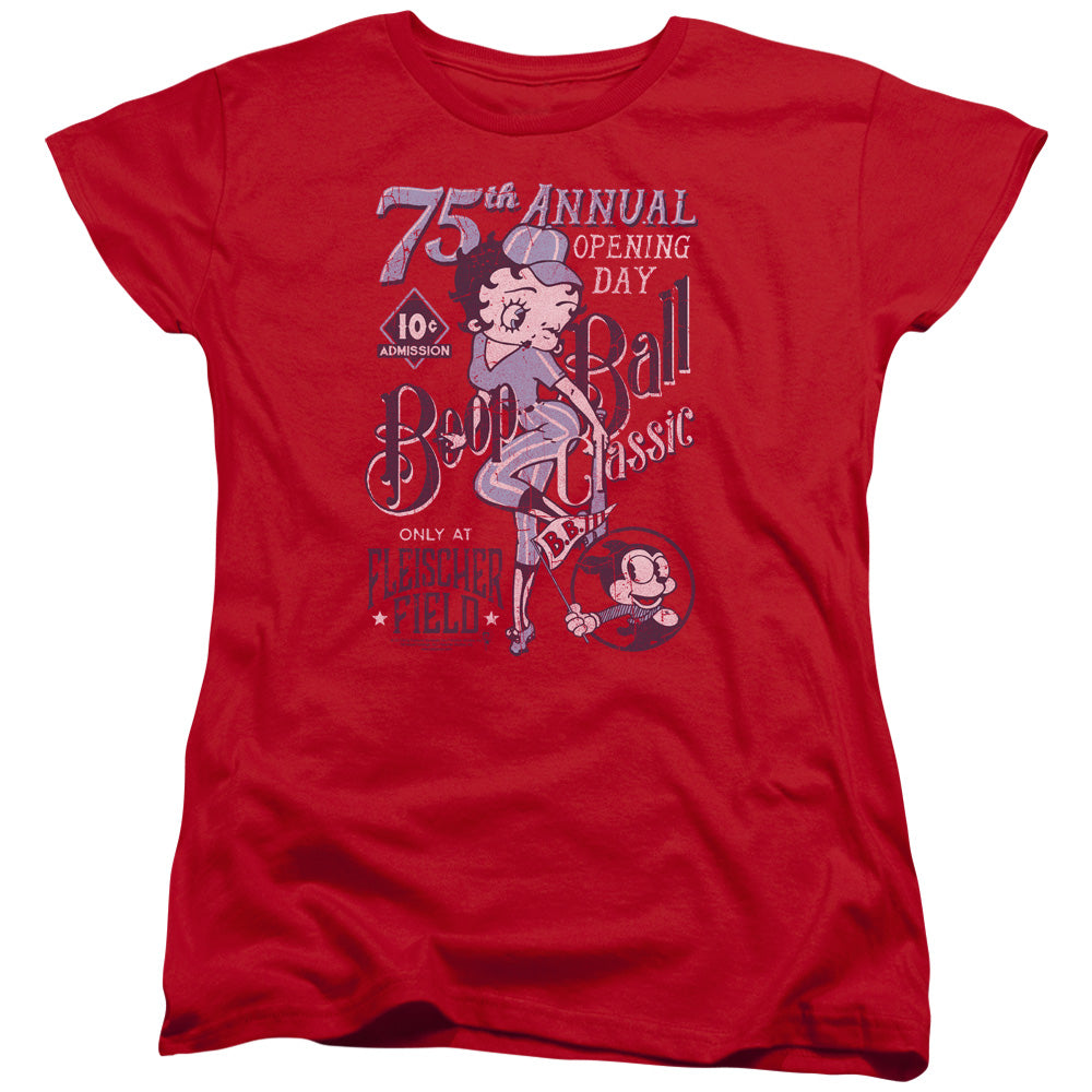 AN OFFCIALLY LICENSED BETTY BOOP BOOP BALL WOMEN'S REGULAR FIT T-SHIRT RED