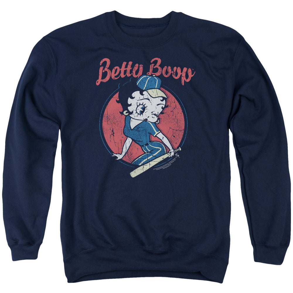 AN OFFCIALLY LICENSED BETTY BOOP TEAM BOOP ADULT UNISEX CREWNECK SWEATSHIRT NAVY