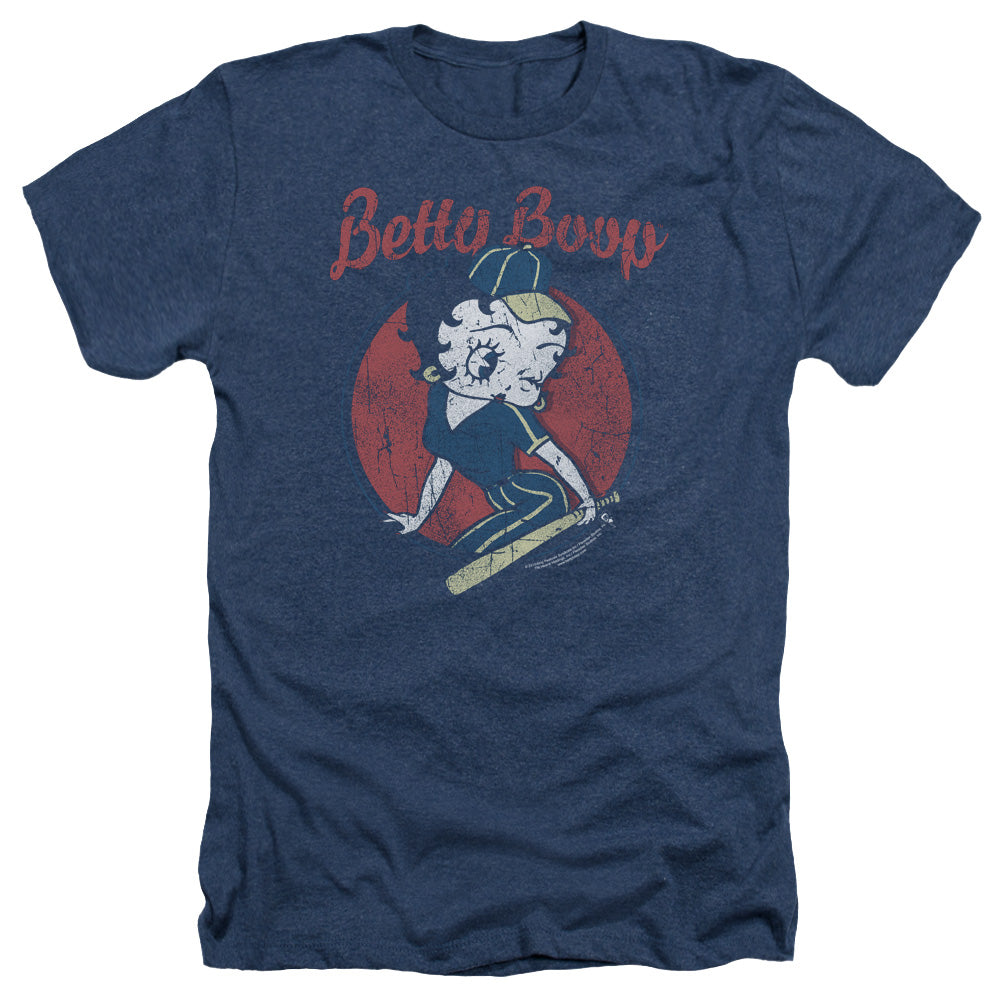 AN OFFCIALLY LICENSED BETTY BOOP TEAM BOOP MEN'S HEATHER T-SHIRT NAVY