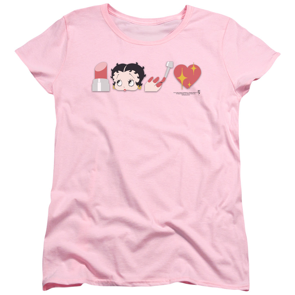 AN OFFCIALLY LICENSED BETTY BOOP SYMBOLS WOMEN'S REGULAR FIT T-SHIRT PINK