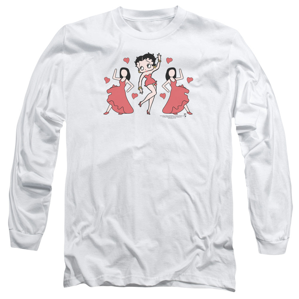 AN OFFCIALLY LICENSED BETTY BOOP BB DANCE MEN'S LONG SLEEVE T-SHIRT WHITE