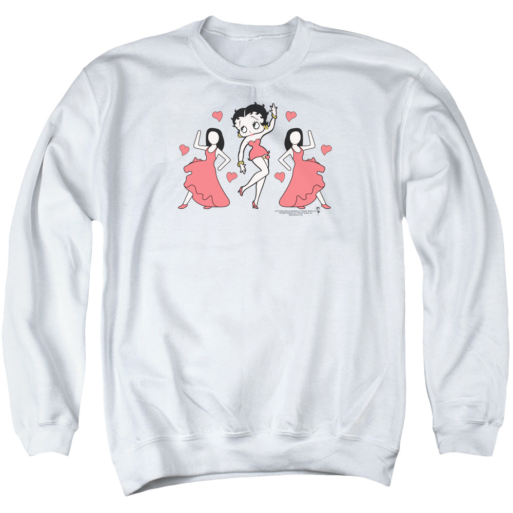AN OFFCIALLY LICENSED BETTY BOOP BB DANCE ADULT UNISEX CREWNECK SWEATSHIRT WHITE
