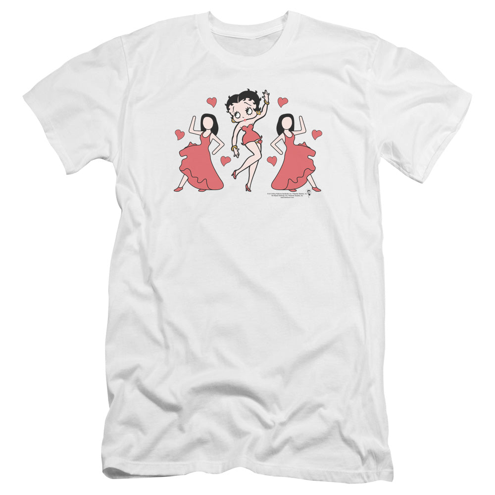 AN OFFCIALLY LICENSED BETTY BOOP BB DANCE MEN'S PREMIUM SLIM FIT T-SHIRT WHITE