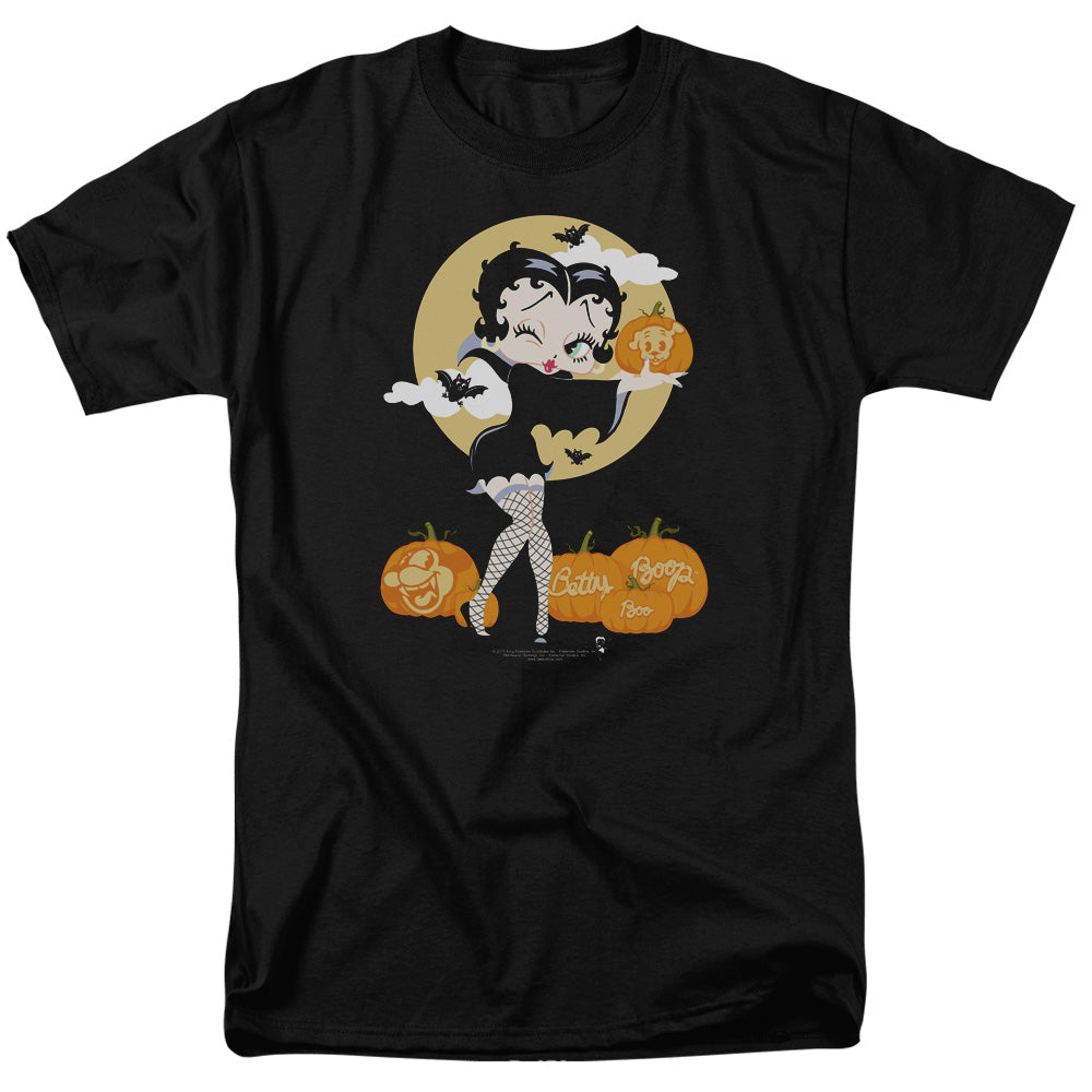 AN OFFCIALLY LICENSED BETTY BOOP VAMP PUMKINS MEN'S REGULAR FIT T-SHIRT BLACK