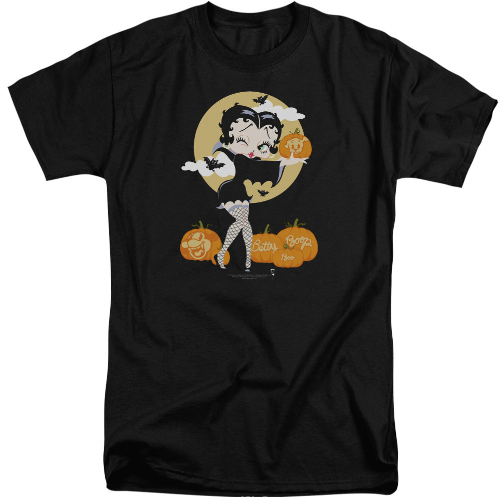 AN OFFCIALLY LICENSED BETTY BOOP VAMP PUMKINS MEN'S TALL FIT T-SHIRT BLACK