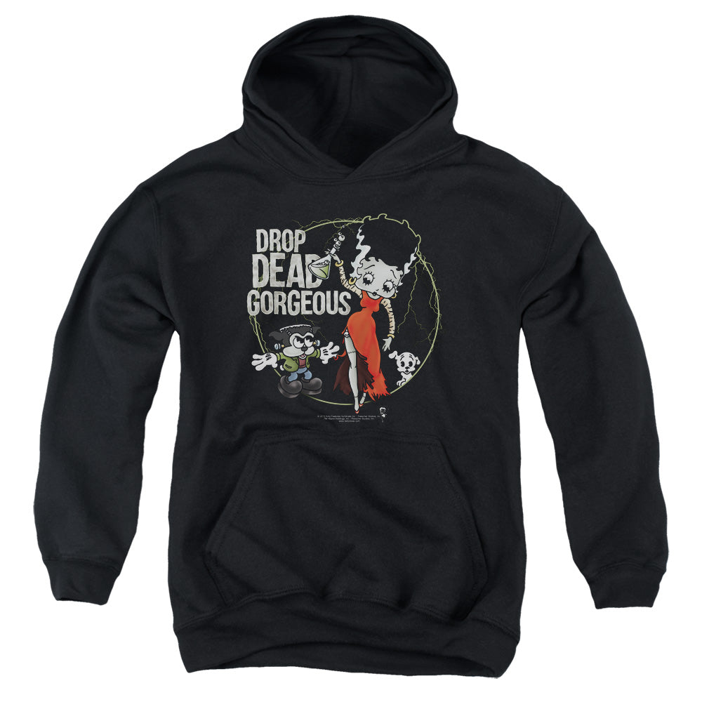 AN OFFCIALLY LICENSED BETTY BOOP DROP DEAD GORGEOUS YOUTH HOODIE BLACK