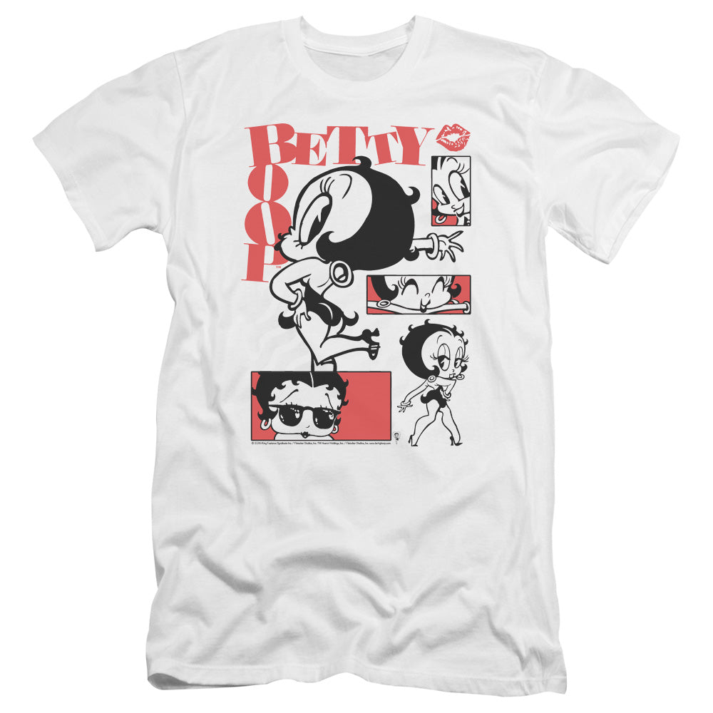 AN OFFCIALLY LICENSED BETTY BOOP STYLIN SNAPS MEN'S PREMIUM SLIM FIT T-SHIRT WHITE