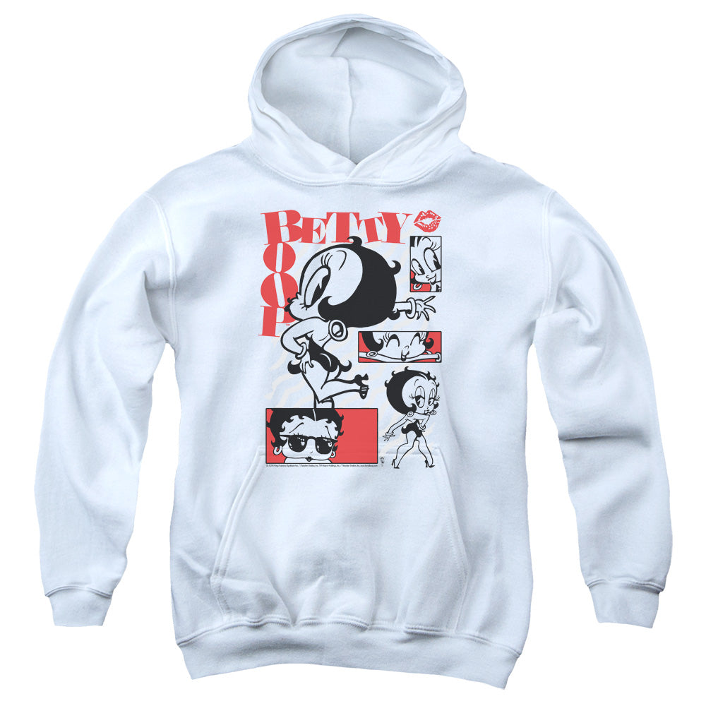 AN OFFCIALLY LICENSED BETTY BOOP STYLIN SNAPS YOUTH HOODIE WHITE